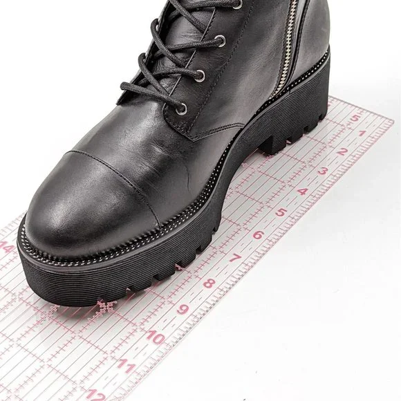 Michael Kors Women Bryce Platform Black Leather Lace Combat Boots US 9.5 M NEW - Picture 7 of 10